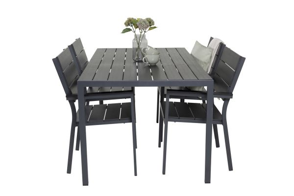 Imagine Masa de dining Break - 150*90 Alu negru / Blak Aintwood + Scaun Levels (stivuibil)