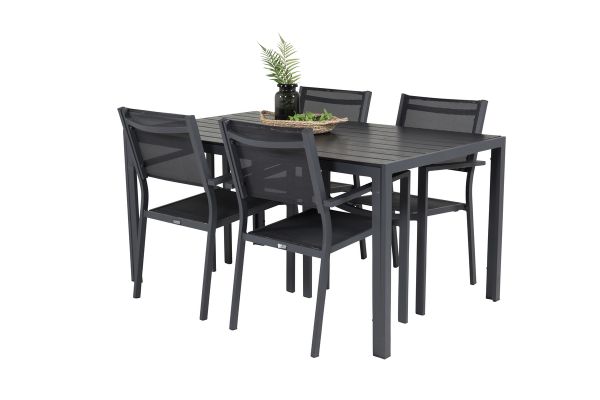 Imagine Masa de dining Break - 150*90 Alu negru / Aintwood negru + Scaun cu brațe Copacabana (st