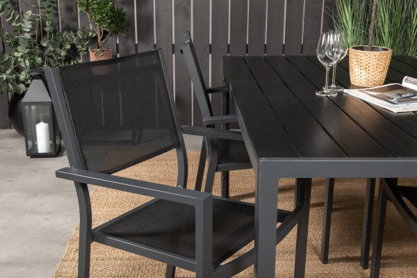 Imagine Masa de dining Break - 150*90 Alu negru / Aintwood negru + Scaun cu brațe Copacabana (st