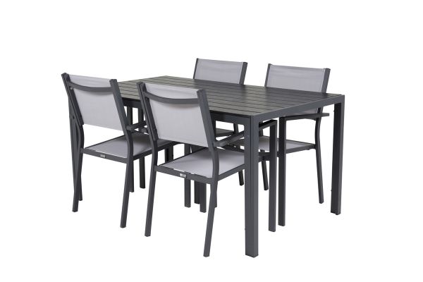 Imagine Masa de dining Break - 150*90 Alu Negru / Lemn Negru/Gri +Scaun de brat Copacabana (st