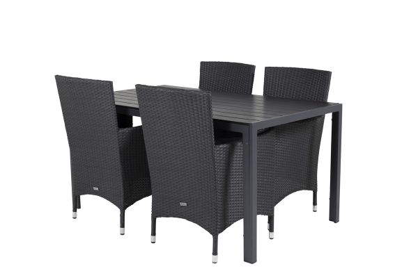 Imagine Masa de dining Break - 150*90 aluminiu negru / lemn artificial negru + scaun de braț Malin cu cus