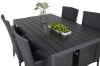 Imagine Masa de dining Break - 150*90 aluminiu negru / lemn artificial negru + scaun de braț Malin cu cus