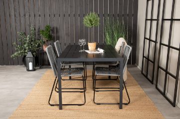 Imagine Masa de dining Break - 150*90 Alu negru / Aintwood negru + Scaun de dining Lindos - Bl