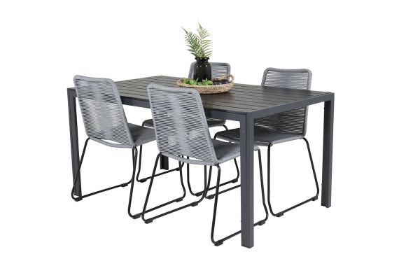 Imagine Masa de dining Break - 150*90 Alu negru / Aintwood negru + Scaun de dining Lindos - Bl