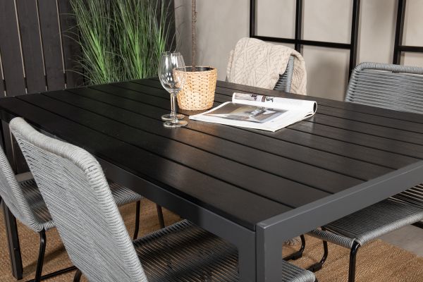 Imagine Masa de dining Break - 150*90 Alu negru / Aintwood negru + Scaun de dining Lindos - Bl