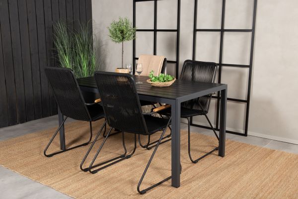 Imagine Masa de dining Break - 150*90 Alu Negru / Aintwood Negru + Scaun Bois - Negru