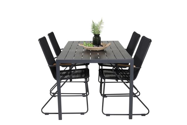 Imagine Masa de dining Break - 150*90 Alu Negru / Aintwood Negru + Scaun Bois - Negru