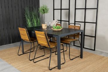 Imagine Masa de dining Break - 150*90 Aluminiu negru / Lemn Aintwood negru + Scaun de dining Bois - Negru