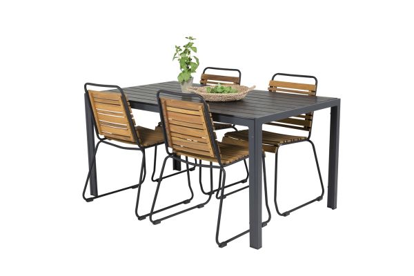 Imagine Masa de dining Break - 150*90 Aluminiu negru / Lemn Aintwood negru + Scaun de dining Bois - Negru