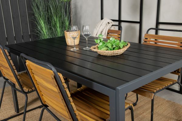 Imagine Masa de dining Break - 150*90 Aluminiu negru / Lemn Aintwood negru + Scaun de dining Bois - Negru