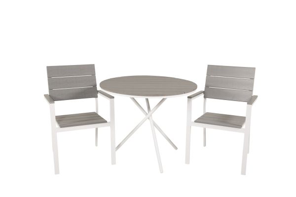 Imagine Parma cafébord ø90 - White Alu / Grey Aintwood+Levels Chair (stackable) - White