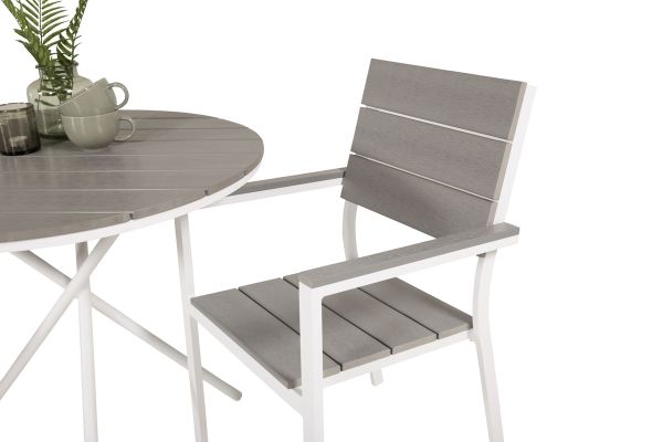 Imagine Parma cafébord ø90 - White Alu / Grey Aintwood+Levels Chair (stackable) - White