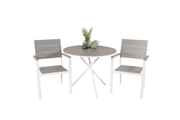 Imagine Parma cafébord ø90 - White Alu / Grey Aintwood+Levels Chair (stackable) - White