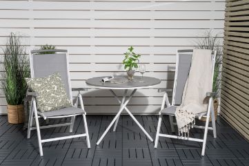 Imagine Parma cafébord ø90 - White Alu / Grey Aintwood+Albany Chair 5:pos - White Alu / Grey Textilene / Aintwood_2