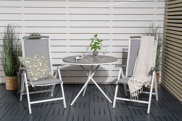 Imagine Parma cafébord ø90 - White Alu / Grey Aintwood+Albany Chair 5:pos - White Alu / Grey Textilene / Aintwood_2