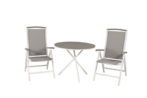 Imagine Parma cafébord ø90 - White Alu / Grey Aintwood+Albany Chair 5:pos - White Alu / Grey Textilene / Aintwood_2