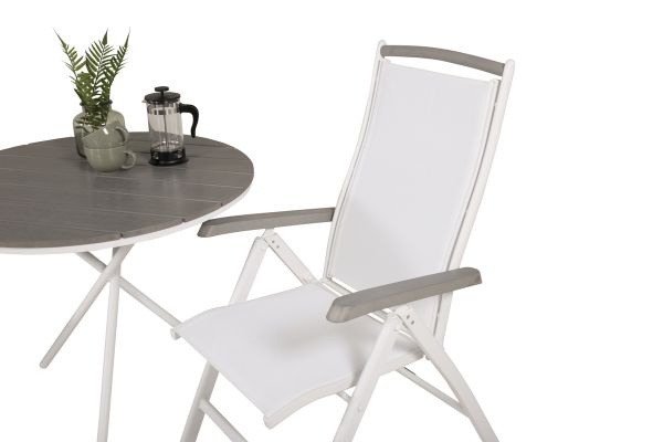 Imagine Masa de cafea Parma ø90 - Aluminiu Alb/Gri Aintwood+Albany Scaun 5:pos - Aluminiu Alb /