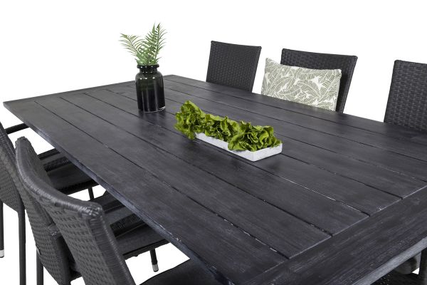 Imagine Masa de dining Rives 200*100cm - Acacia neagră+ Scaun cu brațe Anna (empilabil) - Negru_6