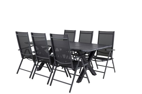 Imagine Masa de dining Rives 200*100cm - Black Acacia + 5 scaune Break: Black alu / Black Textilene_6