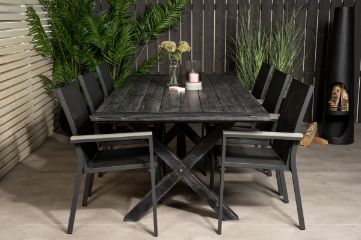 Imagine Rives Dining Table 200*100cm - Black Acacia+Parma Scaun de Braț (pliabil) - Negru