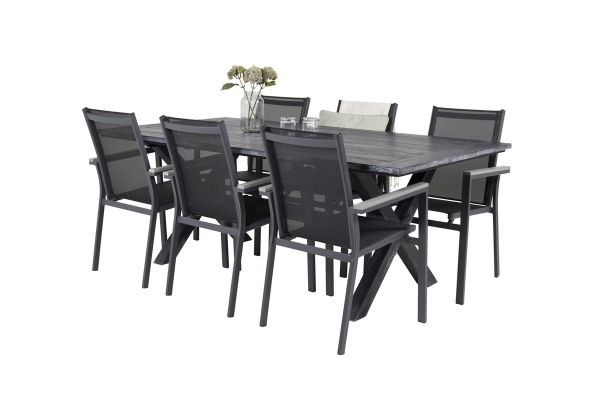 Imagine Rives Dining Table 200*100cm - Black Acacia+Parma Scaun de Braț (pliabil) - Negru