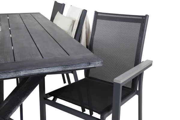 Imagine Rives Dining Table 200*100cm - Black Acacia+Parma Scaun de Braț (pliabil) - Negru