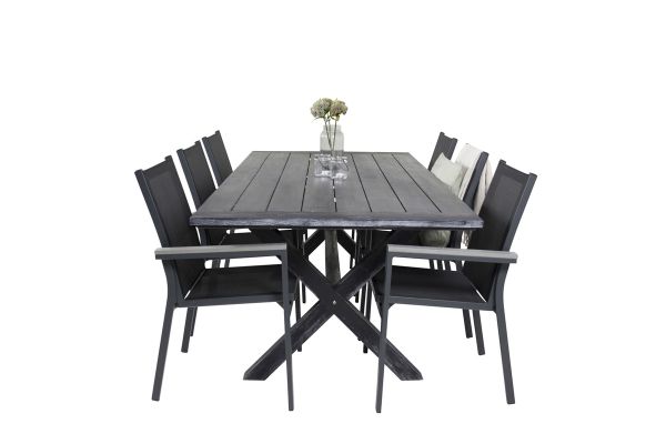 Imagine Rives Dining Table 200*100cm - Black Acacia+Parma Scaun de Braț (pliabil) - Negru