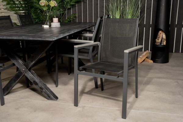 Imagine Rives Dining Table 200*100cm - Black Acacia+Parma Scaun de Braț (pliabil) - Negru