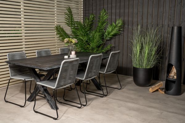 Imagine Masa de dining Rives 200*100cm - Acacia neagră + Scaun de dining Lindos - Negru / Gri_6