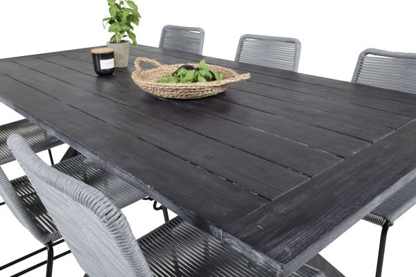 Imagine Masa de dining Rives 200*100cm - Acacia neagră + Scaun de dining Lindos - Negru / Gri_6