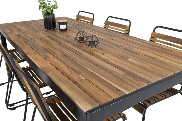 Imagine Tabel de dining Bois 200 * 100cm - Picioare Negre / Acacia + Scaun de dining Bois - Negru Al