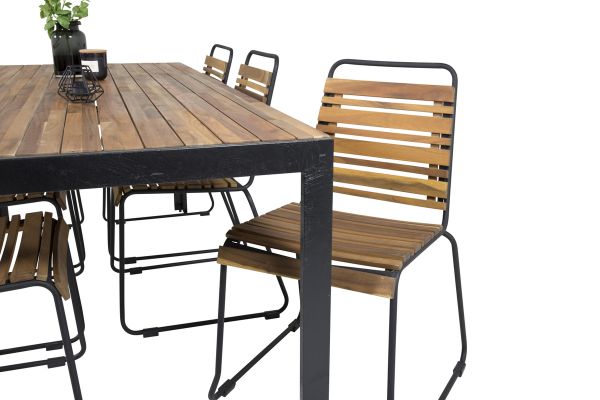 Imagine Tabel de dining Bois 200 * 100cm - Picioare Negre / Acacia + Scaun de dining Bois - Negru Al