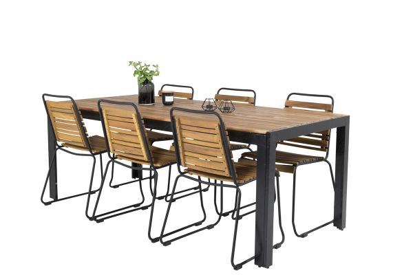 Imagine Tabel de dining Bois 200 * 100cm - Picioare Negre / Acacia + Scaun de dining Bois - Negru Al