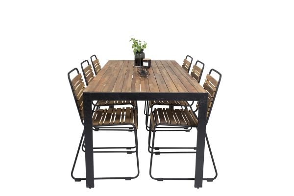 Imagine Tabel de dining Bois 200 * 100cm - Picioare Negre / Acacia + Scaun de dining Bois - Negru Al