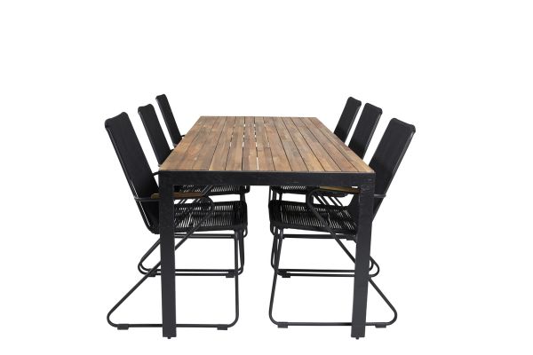 Imagine Bois Dining table 200*100cm - Black Legs / Acacia +Bois Armchair - Black Alu /