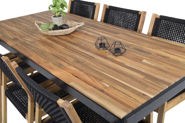 Imagine Masa de dining Bois 200*100cm - Picioare negre / Acacia + Scaun de dining Little John - B