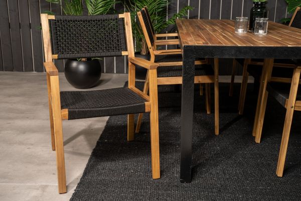 Imagine Masa de dining Bois 200*100cm - Picioare negre / Acacia + Scaun de dining Little John - B