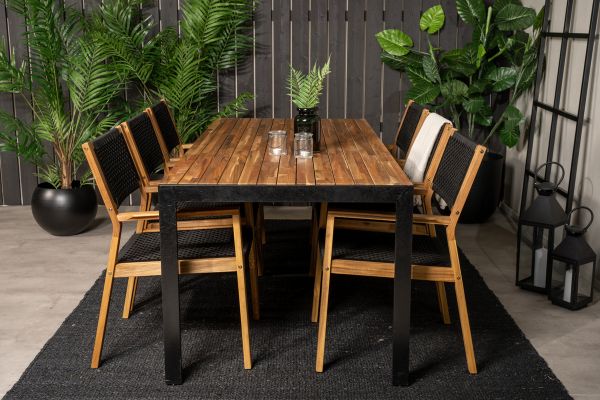 Imagine Masa de dining Bois 200*100cm - Picioare negre / Acacia + Scaun de dining Little John - B