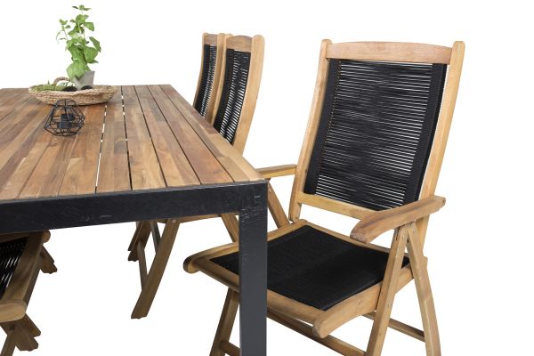 Imagine Bois Dining table 200*100cm - Black Legs / Acacia +Peter 5:pos Chair - Black Ro