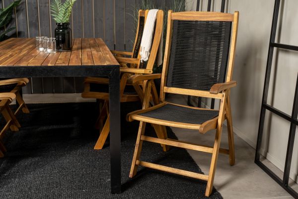 Imagine Bois Dining table 200*100cm - Black Legs / Acacia +Peter 5:pos Chair - Black Ro