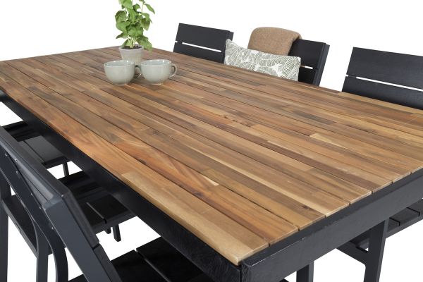 Imagine Masa de dining Bois 200*100cm - Picioare Negre / Acacia + Scaun Levels (stivuibil) - B