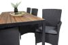 Imagine Masă de dining Bois 200*100cm - Picioare negre / Acacia + Scaun Malin cu pernă