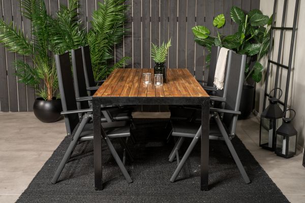 Imagine Masă de masă Bois 200 * 100 cm - Picioare negre / Acacia + 5 scaune Break 5:poziție - Negru