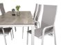 Imagine Masa de dining Llama 205*100 - Aluminiu alb / Gray HPL + Scaun reclinabil Copacabana (stivuibl) - Aluminiu alb / Textilen gri_6