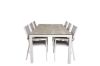 Imagine Masa de dining Llama 205*100 - Aluminiu alb / HPL gri + Scaun de brațe Parma (stivuibil) -