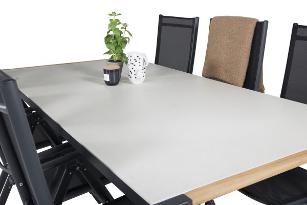 Imagine Masa de dining Texas 200*100 - Alu negru / Teak / Piatra spray gri+Break 5:poz Cha