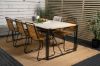 Imagine Masa de dining Texas 200*100 - Aluminiu negru / Teak / Piatra spray gri+Bois