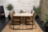 Imagine Masa de dining Texas 200*100 - Aluminiu negru / Teak / Piatra spray gri+Bois