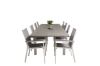 Imagine Masa de dining Albany 224/324*100 - Aluminiu alb / Lemn gri + Scaun de brat Parma (sta