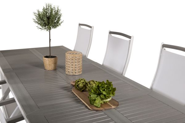 Imagine Masa de dining Albany - 224/324 - Alb/Gri - Albany 5:pozitie Scaun - Aluminiu alb/textilene alb/lemn 8